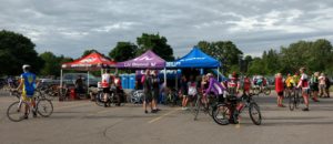 Cambridge Tour de Grand 2018 - before the start, it looks a little quiet but this is before 8am and the shorter routes start later, many riders are still to arrive